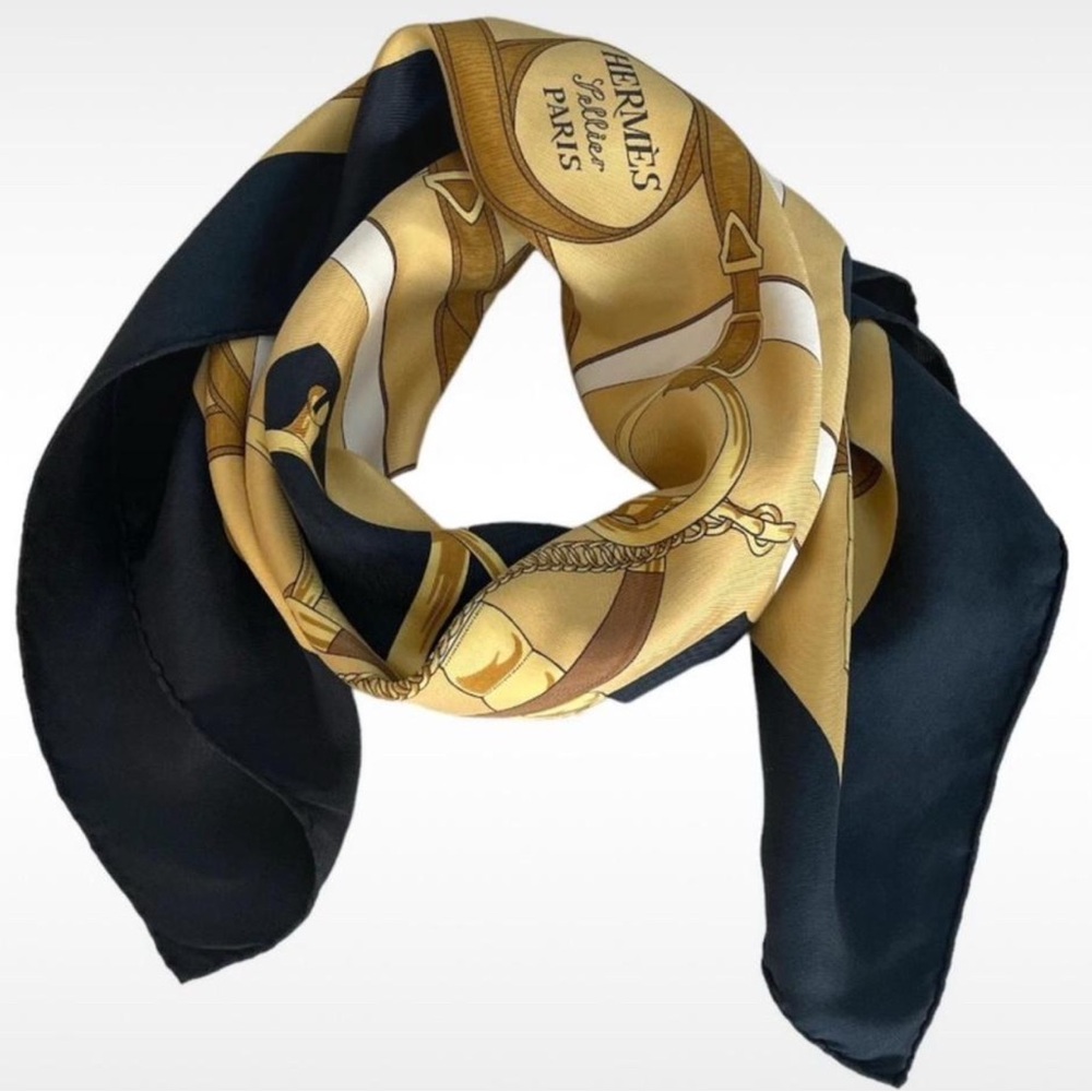 Hermès Paris Silk Scarf - Black and Gold